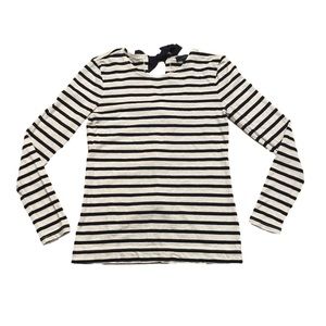J. Crew Striped Sparkle Ribbon Open Back Sweater Long Sleeve Blouse